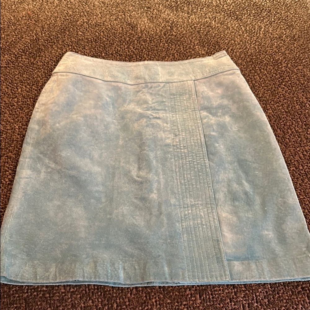 Elegant Blue Suede Skirt